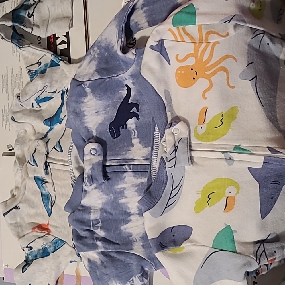 Set of 3 Cotton Zipper Onesies 12M